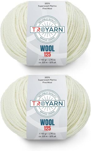 Troyarn Wool 125 (4- Skeins Pack) 100 ٪ Merino Superwash Merino Wool Light Weight #3 حبك ناعم وخيوط الكروشيه للكروشيه والحياكة (4 × 1.76 أوقية)/(4 × 125 YDS) (10930-Sochi Blue) in Kuwait