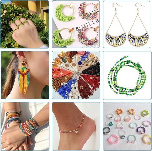 KERGAEN 48000pcs 2mm Seed Beads & Alphabet Beads Kit - 12/0 Ultra-Fine Jewelry Making Supplies with Elastic String, Earring Hooks, Clasps - Complete DIY Craft Set for Bracelets, Necklaces in Kuwait