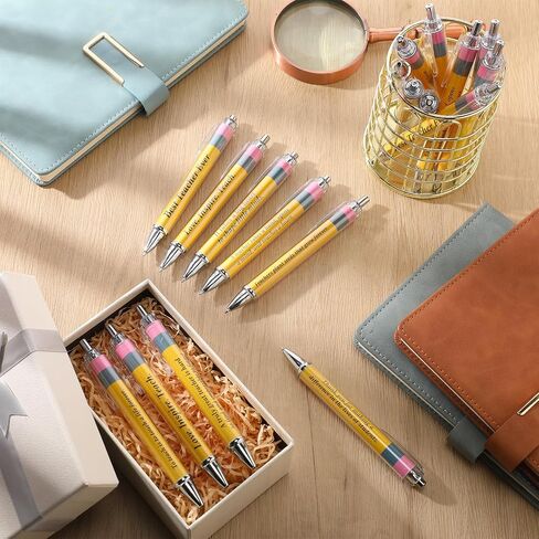 27 Pcs Teacher Appreciation Gifts Bulk Inspirational Teacher Pens Yellow Teacher Thank You Pen Funny Retractable Ballpoint Pen for Teacher Coworker Staff Gift Office School Supplies in Saudi Arabia