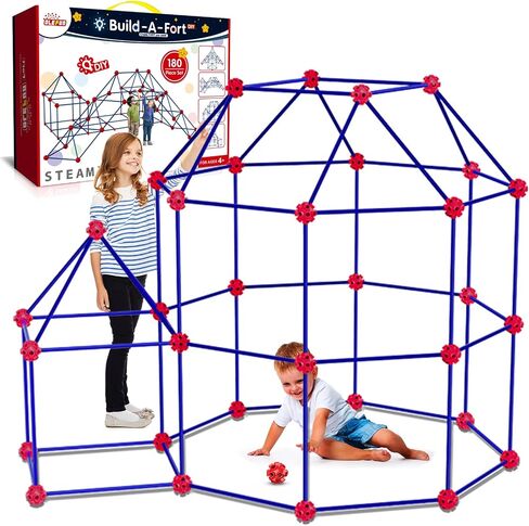 OleFun 180 Pack Fort Building Kits for Kids 4, 5, 6, 7, 8+ Year Old Boys & Girls, Creative STEM Building Toys for DIY Castles, Tunnels, Play Tent, Ideal Gifts for Aged 5-8 in Kuwait