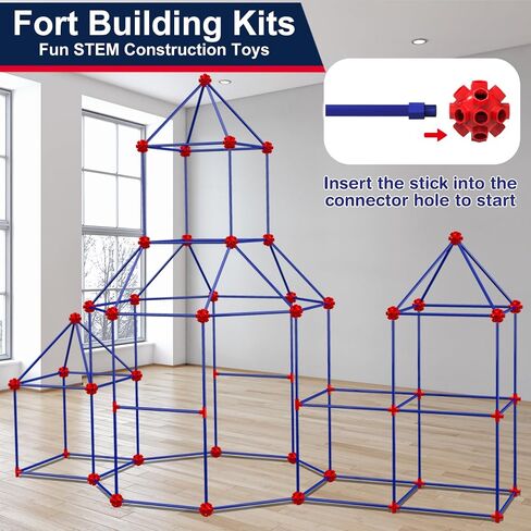 OleFun 180 Pack Fort Building Kits for Kids 4, 5, 6, 7, 8+ Year Old Boys & Girls, Creative STEM Building Toys for DIY Castles, Tunnels, Play Tent, Ideal Gifts for Aged 5-8 in Kuwait