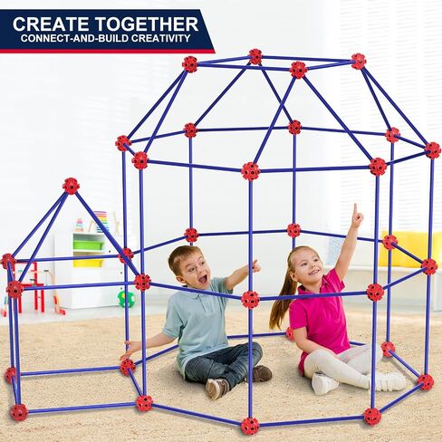 OleFun 180 Pack Fort Building Kits for Kids 4, 5, 6, 7, 8+ Year Old Boys & Girls, Creative STEM Building Toys for DIY Castles, Tunnels, Play Tent, Ideal Gifts for Aged 5-8 in Kuwait