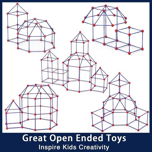 OleFun 180 Pack Fort Building Kits for Kids 4, 5, 6, 7, 8+ Year Old Boys & Girls, Creative STEM Building Toys for DIY Castles, Tunnels, Play Tent, Ideal Gifts for Aged 5-8 in Kuwait
