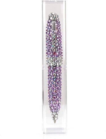 Bling Austrian Crystal Rhinestone Retractable Ball Point Metal Writing Pens, 4.3 x 0.38 Inches, Medium Point, Black and blue Ink, Assorted Colors (colorful) in Saudi Arabia
