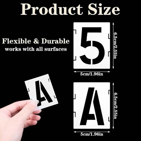 jieyao 42 pcs 2 بوصة etcels alphabet stencil ، واللوحة البلاستيكية stencils رسائل قابلة لإعادة الاستخدام الأرقام والرموز stency stency interlocer drawing قوالب مستقلة للأقمشة الخشبية الصخور الصخور in Kuwait