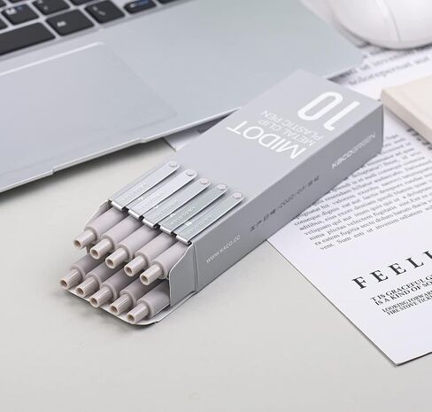 czxwyst K1025 MIDOT Retractable Gel Ink Pens,Metal Clip Plastic Pen,Quick-drying Black Ink,Fine Point 0.5mm Gel Pen for Students and Office,10-Pack (Warm Grey,Black Ink) in Saudi Arabia