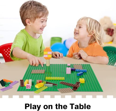 4 Pack Peel-and-Stick Building Baseplates, 10"x10" Classic Self-Adhesive Boards - 100% Compatible with All Major Brands, Sturdy Stacking Play Table Top, Green/Grey/White/Sand in Saudi Arabia