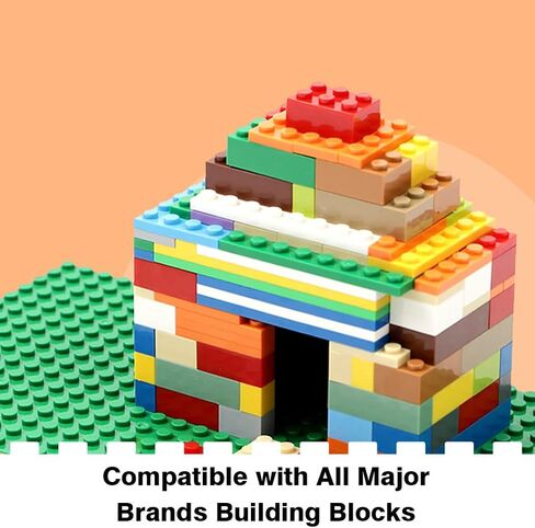 4 Pack Peel-and-Stick Building Baseplates, 10"x10" Classic Self-Adhesive Boards - 100% Compatible with All Major Brands, Sturdy Stacking Play Table Top, Green/Grey/White/Sand in Saudi Arabia