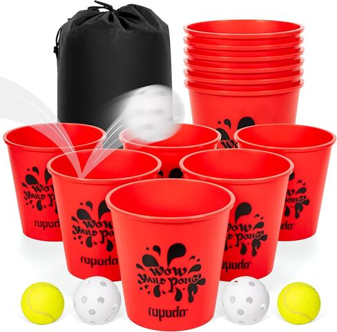 ropoda Giant Yard Pong,Yard Games with Durable Buckets and Balls, Outdoor Game with Carry Bag for The Beach,Lawn, Great Gift Choice for Families（Blue and Black） in Kuwait