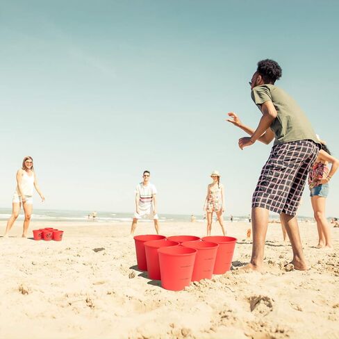 ropoda Giant Yard Pong,Yard Games with Durable Buckets and Balls, Outdoor Game with Carry Bag for The Beach,Lawn, Great Gift Choice for Families（Blue and Black） in Kuwait