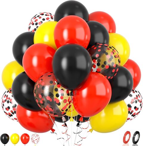Paready 30PCS Red, Black, Yellow 12 Inch Latex Balloons for Birthday, Baby Shower, Weddings, Engagements, Anniversary, Gender Reveal Party, Bridal Shower, Graduation in Kuwait