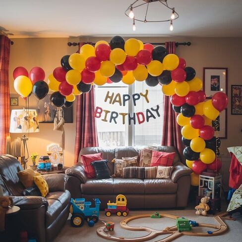 Paready 30PCS Red, Black, Yellow 12 Inch Latex Balloons for Birthday, Baby Shower, Weddings, Engagements, Anniversary, Gender Reveal Party, Bridal Shower, Graduation in Kuwait