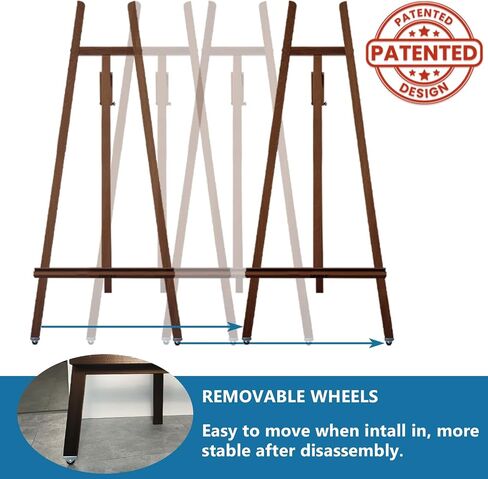 A - Frame Wooden Display Easel - Adjustable Lyre Beechwood Studio Easel Stand Holding Canvas Up to 90", Inclinable Artist Floor Painting Easel for Artwork Painting, Black in Kuwait