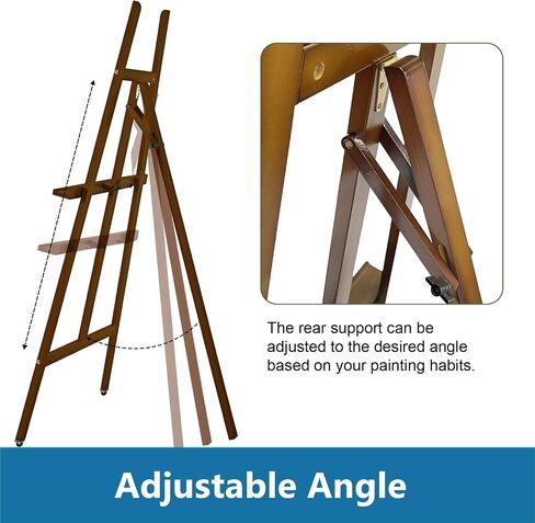 A - Frame Wooden Display Easel - Adjustable Lyre Beechwood Studio Easel Stand Holding Canvas Up to 90", Inclinable Artist Floor Painting Easel for Artwork Painting, Black in Kuwait