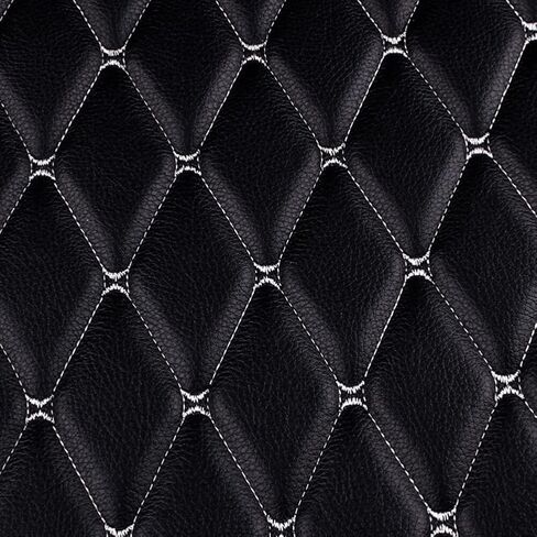 4Pcs Quilted Foam Fabric Faux Leather Thick Sponge Backing Faux Leather Diamond Fluted Car Seating Vehicle Upholstery for Car Headliner, Furniture Upholstery, Headboards, 155x100CM, Black in Saudi Arabia