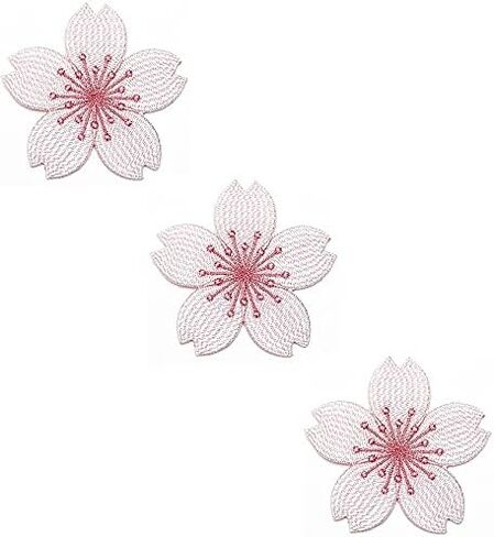 مجموعة تصحيح HHO 3 قطع. Pink Sakura Flowers Patches جميلة الكرز الكرز ملصقات الرسوم المتحركة شعار السترة السترة السترة تصحيح خياطة الحديد على المطرزة هدية شارة الشارة المطرزة in Kuwait