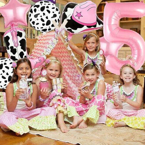 7 PCS Cowgirl Balloons Party Decorations, Cow Print Balloons Cowgirl Hat Boot Balloon Pink Number 5 Balloon for Girls Western Cowgirl Theme Party Decorations in Saudi Arabia