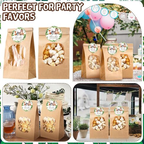 24 Sets Bear Baby Shower Popcorn Bags Thanks for Popping by Tags Popcorn Bags with Window with Round Stickers Baby Shower Party Favors for Wrapping Food Storage in Kuwait