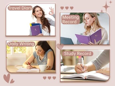 CAGIE Lined Journal Notebook for Women Girls, A5 Hardcover Linen Journals For Writing 256 Pages, Aesthetic Womens Diary, Gifts 8.3'' x 5.7'' Purple in Saudi Arabia
