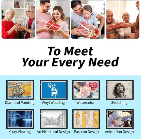 ELICE A4 LED Tracing Light Box مع 4 مقاطع ، لوحة ضوء فن الماس الرقيقة ، وسادة الضوء الساطع ، وضوء من أجل التتبع والرسم ، طاولة ضوء Artcraft لأعشاب الأعشاب الضارة ، الطلاء الماسي ، رسم in Kuwait