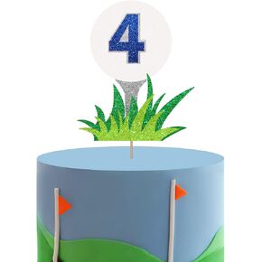 Golf 1st Birthday Cake Topper, Golf One Cake Topper for Baby Shower, Hole In One Golf Cake Decor, Sport Themed 1st Anniversary Party Decoration - Green Glitter