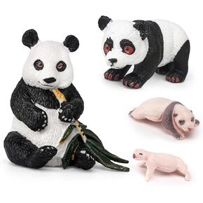 4 PCS Panda Animal Life Cycle Model Figure Classroom Accessories Party Supplies Cake Toppers Desktop Decoration Educational Development Toys for Boys Girls Kid Toddlers