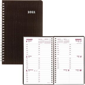 Brownline® 2025 DuraFlex Weekly Planner, Appointment Book, 12 Months, January to December, Twin-Wire Binding, 8" x 5", Black (CB75V.BLK-25)