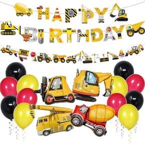 Construction Birthday Party Decorations for Kids,Construction Birthday Party Supplies Banners Foil Balloons for Construction Theme Birthday Party Decorations