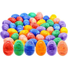 JOYIN 72 Pcs Plastic Iridescent Printed Bright Easter Eggs 3.15" Tall for Easter Hunt, Basket Stuffers Fillers, Classroom Prize Supplies, Filling Treats and Party Favor