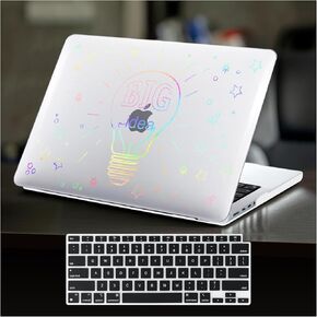 DTangLsm for M4 MacBook Air 13 inch Case 2025 2024-2022 M3 M2 A3240 A3113 A2681, Clear Plastic Hard Case for MacBook Air 13.6 inch Laser Print Laptop Shell&Keyboard Cover for MacBook Air M4, Big Bulb