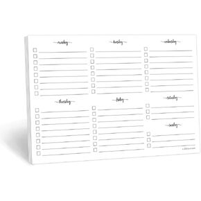 321Done Weekly Checklist Notepad - 50 Sheets (5.5" x 8.5") Landscape To-Do's Notepad Tear Off, Planning Memo Pad, Planner Checklist Organizing - Made in USA - Simple Script Minimalist