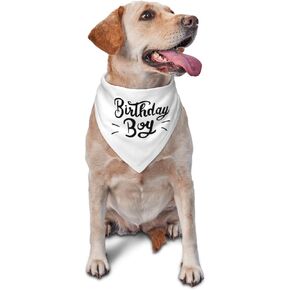 Birthday boy Dog Bandana, Birthday Party Dog Birthday Accessories Pet Birthday Decorations，Photo Prop Accessories,for Pet Dog Lovers Owner Gift (White)