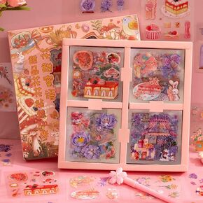 Girl Scrapbook Stickers Aesthetic Stickers - 100 Sheets PET Transparent Letter Planner Stickers for Card Making Craft Notebooks Album Crafter Gifts-Self-Adhesive Journal Planner Decals & Stickers