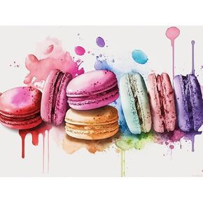 PUAGEMTI Diamond Painting Kits, Delicious Macarons Diamond Painting for Beginners DIY Round Diamond Rhinestone Art Craft, Ideal for Wall Decor Room Decor 12x16 Inch