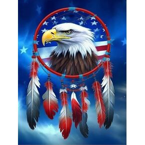 Ginfonr DIY 5D Diamond Art Kits for Adults, Eagle Diamond Painting for Adults, Diamond Art Eagle Full Drill, Diamond Art Kits Embroidery Rhinestone Craft for Home Wall Decor 12 * 16 Inch