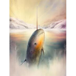 UPABLUNSO Diamond Painting Kits for Adults, Narwhal 5D DIY Diamond Art Kits Full Drill Diamond for Gift Wall Decor Gem Arts Funny Animals 12x16inch