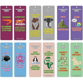 Creanoso Pet Fun Facts Learning Bookmark Cards (12-Pack) – Premium Quality Set – Dog, Hamster, Iguana, Guinea Pig, Rabbit, Cat Facts for Kids – Teacher Rewards and Classroom Incentives