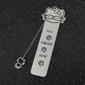 1pc Cute Cartoon Bookmark - Hellokittyss Stainless Steel Bookmark Inlaid Jewelry Pendant, Charming Sexy Hot Ladies Collection, Mom Book Lovers Holiday Gift Jewelry Gift (SQ1700-Kitty4)