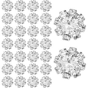 30 Pcs Rhinestone Embellishments 12mm Crystal Flower Flatback Rhinestones Bulk Gold Rhinestone Buttons for DIY Jewelry Bridal Bouquets Wedding Crafting Clothing Shoes Hair Accessories Gold