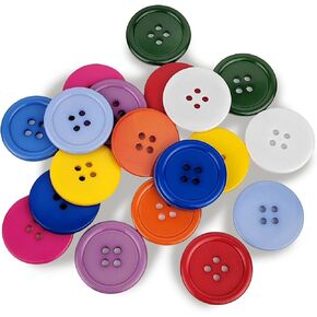 60 PCS 1 Inch (25mm) Buttons, Sewing Flatback Resin Button, Buttons for Sewing, Circle Big Button 4 Holes, Mixed Colors, for Sewing Craft, DIY (60)