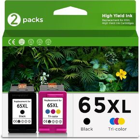 65XL Combo Remanufactured Ink Cartridge Replacement for HP 65XL,Envy 5055 5000 5052 5010 5070 5014 Deskjet 3755 3700 3772 2600 3752 2652 2655 2622 2640 Printer, 2-Pack