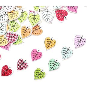 100Pcs Leaf Buttons Wooden Leaves Buttons for Crafts Bulk Leaves Craft Buttons Assorted Sizes Cartoon Wooden Leaves Buttons for Sewing DIY Crafts Decoration