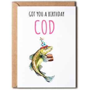 Cod Fish Birthday Card - Funny Birthday Card - Got You A Birthday - Funny Greeting Card - Gift For Dad Husband