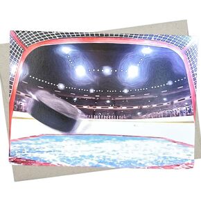 Ice Hockey Card with Envelope (7X5 Inches and Blank Inside for All Occasions) for Birthday, Coach Thank You, Invitation, Graduation, or a Get Well Note - 623