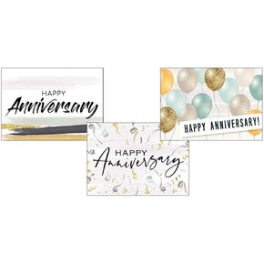 CEO Cards - Business Anniversary Greeting Card Assortment, 3 Card Designs, 5x7 Inches, 25 Cards & 26 White Envelopes (VP2001)