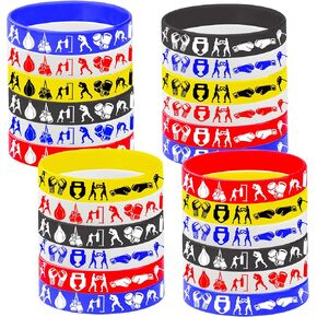 CupaPlay 24PCS Boxing Rubber Bracelets - Suitable for Boxing Fan Sports Match Themed Party Supplies Decorations Birthday Baby Shower Silicone Wristbands Party Favors