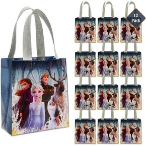 Frozen Party Favor Bags Set – 12 Pack of 8" Elsa and Anna Party Goodie Bags for Kids Bulk Reusable Mini Totes | Disney Birthday Party Supplies