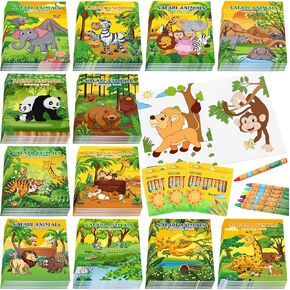 Fulmoon 144 PCS Zoo Animals Coloring Book مع تلوين ملون للأطفال