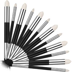 12 Pcs Artist Blending Sponge Pen Double Headed Washable Rubbing Sponge Brush Dual Tip Sketching Wipe Pen Reusable Drawing Art Blenders Tools for Artist Student Charcoal Powder Drawing Correcting (12)