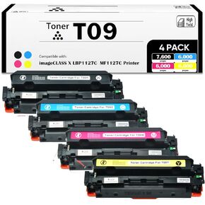 T09 Toner Cartridge High Capacity T09L Toner Cartridge 3020C005AA 3019C005AA 3018C005AA 3017C005AA Compatible with Canon imageCLASS X LBP1127C,imageCLASS X MF1127C Printers(4-Pack)